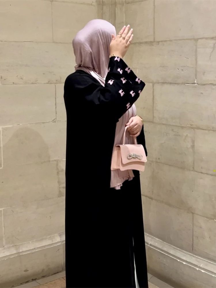 Embroidery Kebaya - Ramadan Black Heart Abaya Damen Dubai