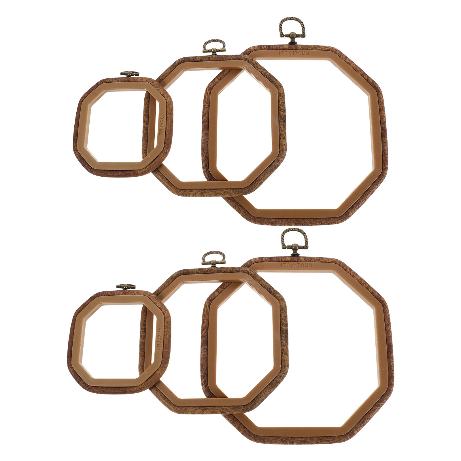 Embroidery Frame - 6Pcs Octagonal Imitated Wood Embroidery Hoop