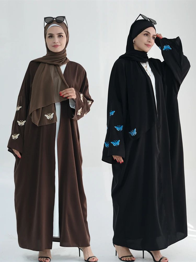 Embroidery Kebaya - Ramadan Open Linen Butterfly Kimono Abaya