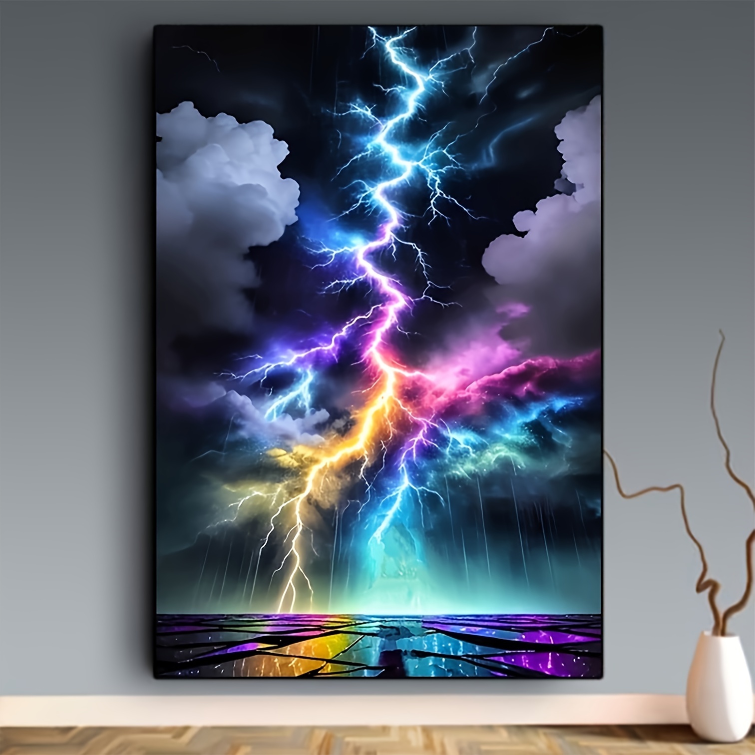 Embroidery Pattern - DIY Diamond Painting Colorful Lightning Pattern