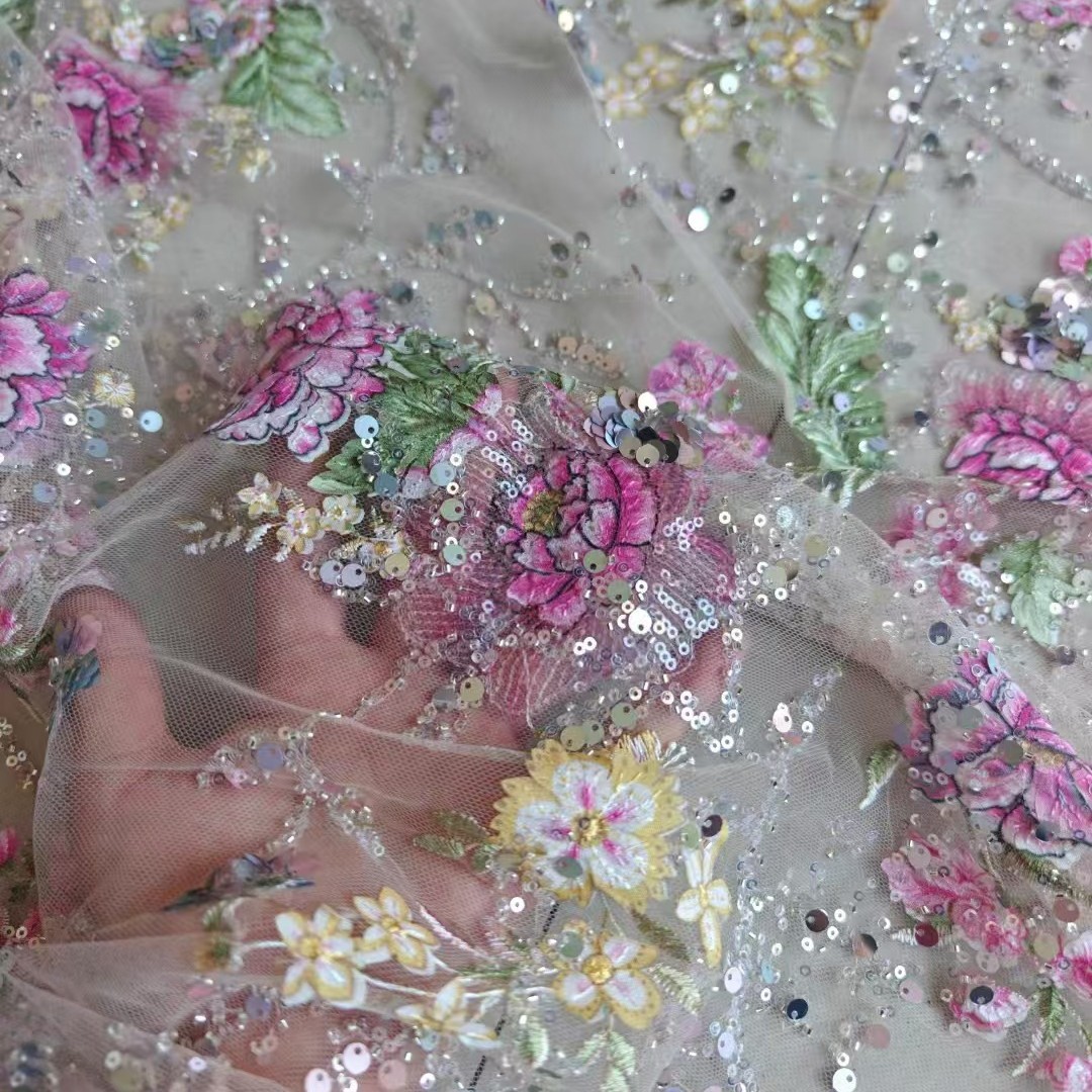 Embroidery Needle - 1M 120Cm Wide Luxury Beaded Lace