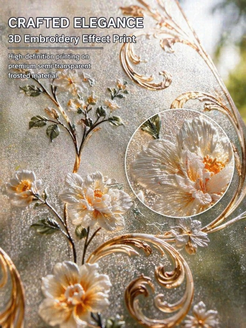 Embroidery Pattern - Embroidery Pattern Frosted Privacy Window Film