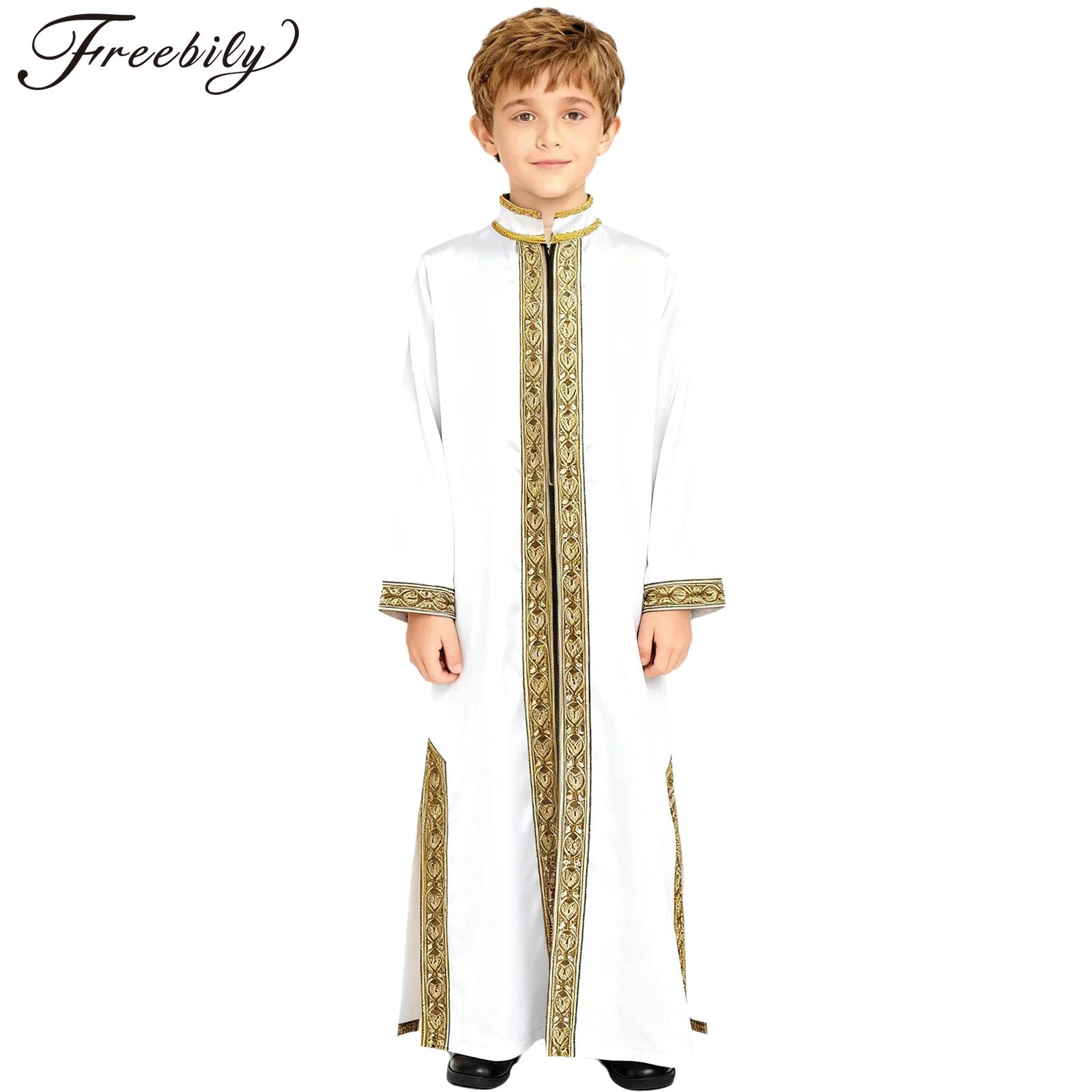 Embroidery Converter - Boys Gold Embroidery Maxi Muslim Thobe