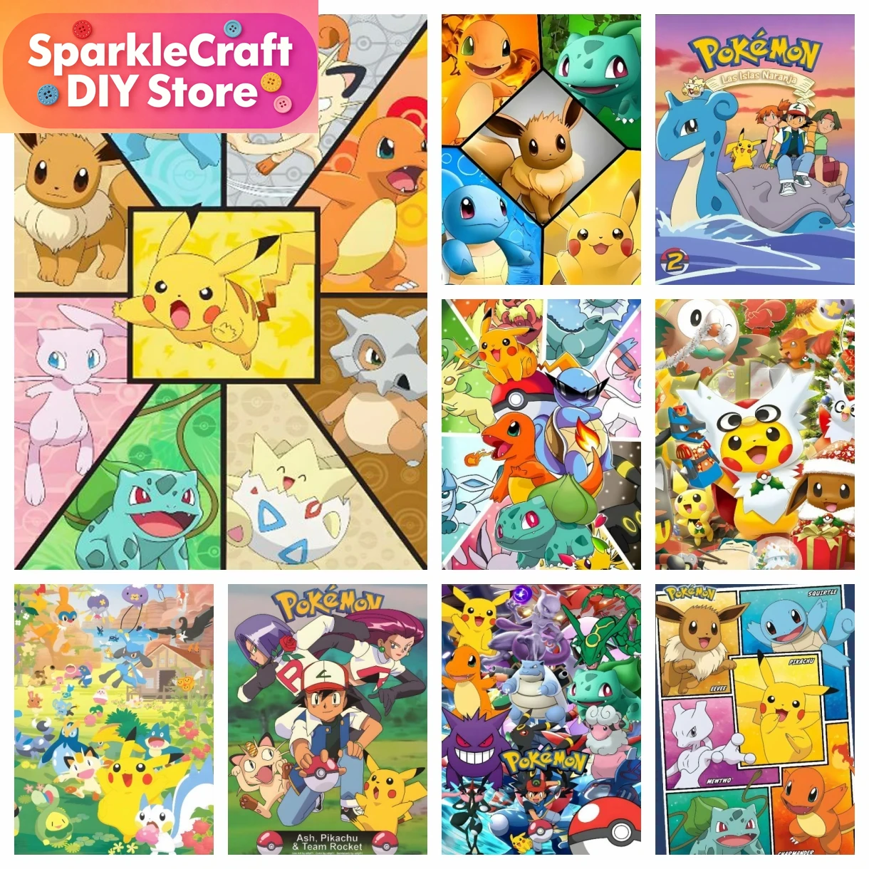 Embroidery Artwork - 1pc frameless Cartoon Pokemon Anime Diamond