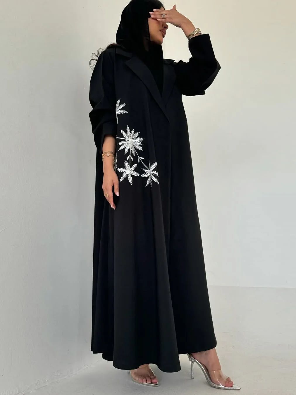 Embroidery Kebaya - Black Open Embroidery Kebaya Muslim Modest
