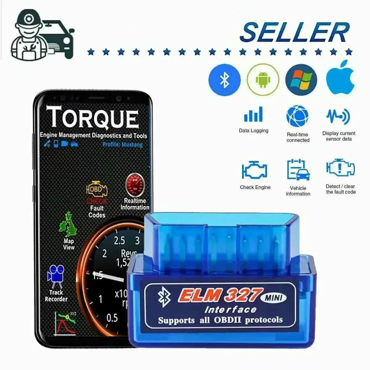 OBD 2 ELM327 Car Detector Blue - Embroidery I2 review and price