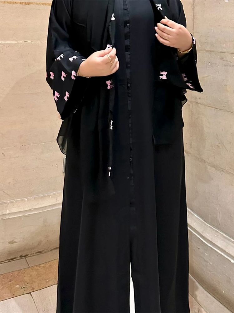 Ramadan Black Heart Abaya Dame - Embroidery Kebaya review and price