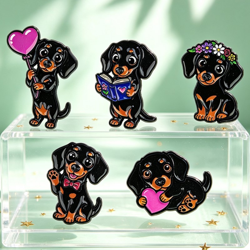 5pcs Cute Dachshund Enamel Pin - Embroidery Textile review and price