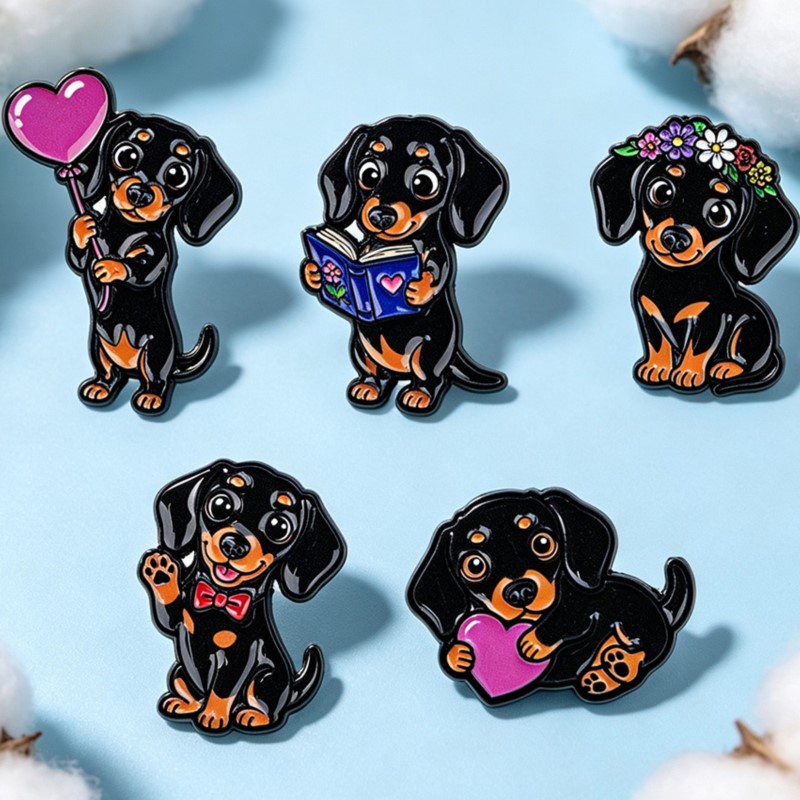 5pcs Cute Dachshund Enamel Pin - Embroidery Textile review and price