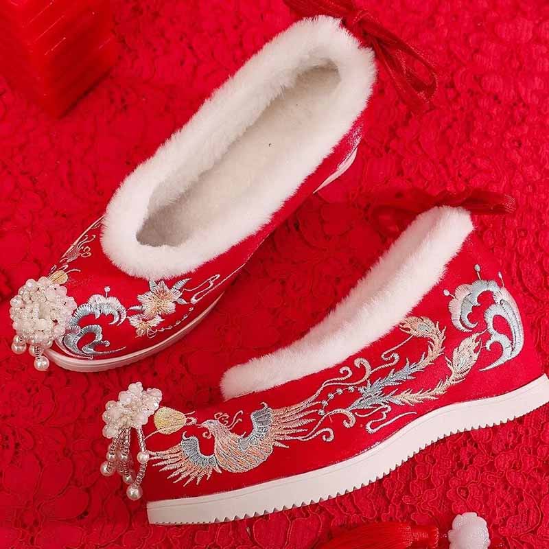 Winter Hanfu Shoes Women Chine - Embroidery Red review and price