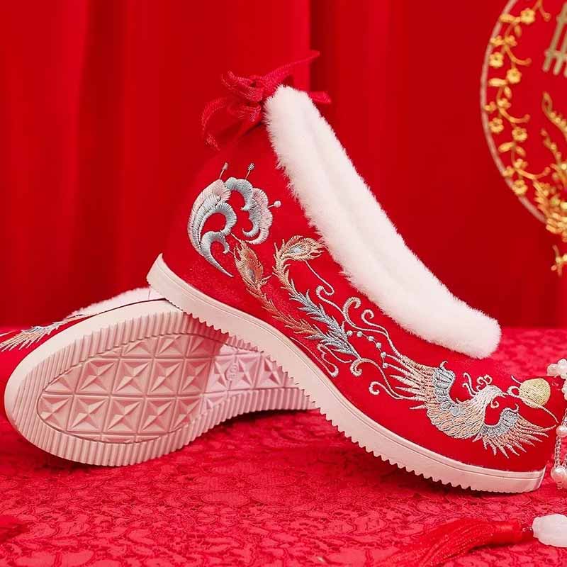 Winter Hanfu Shoes Women Chine - Embroidery Red review and price