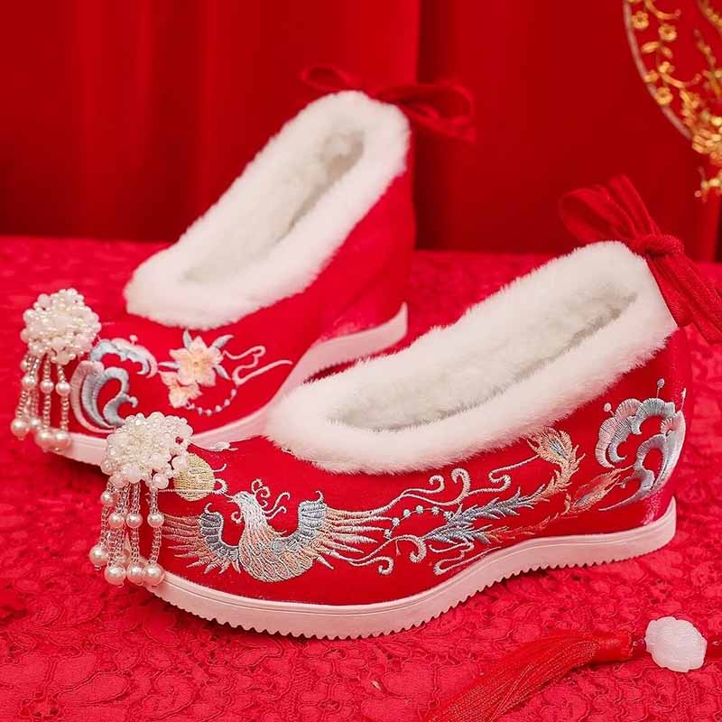 Winter Hanfu Shoes Women Chine - Embroidery Red review and price