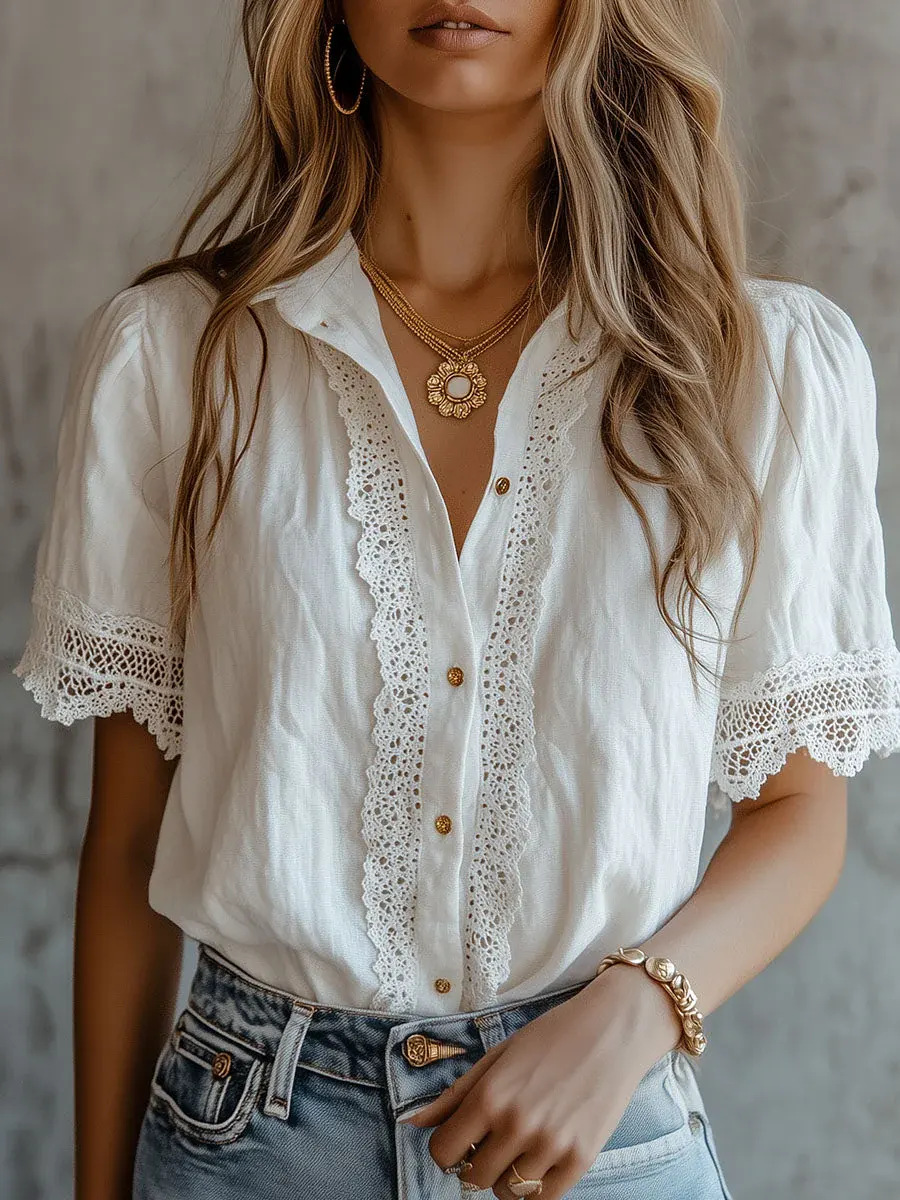Elegant Women's Shirts Casual  - Embroidery Blouse review and price
