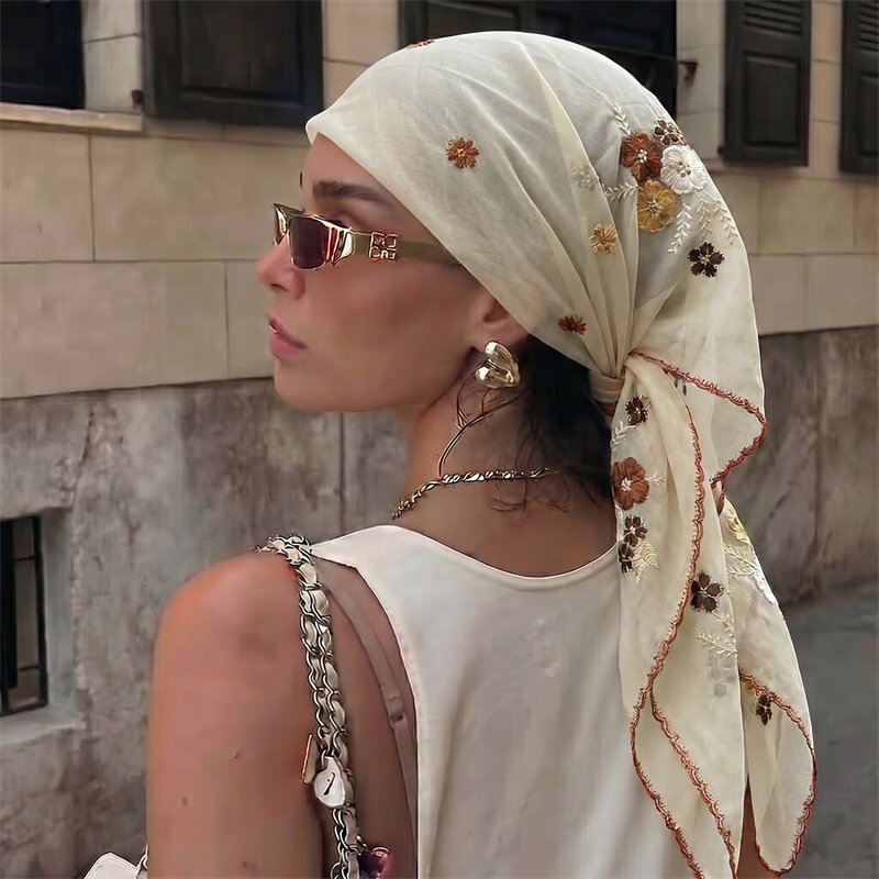 Luxury Sheer Mesh Shawl Floral - Embroidery Hijab review and price