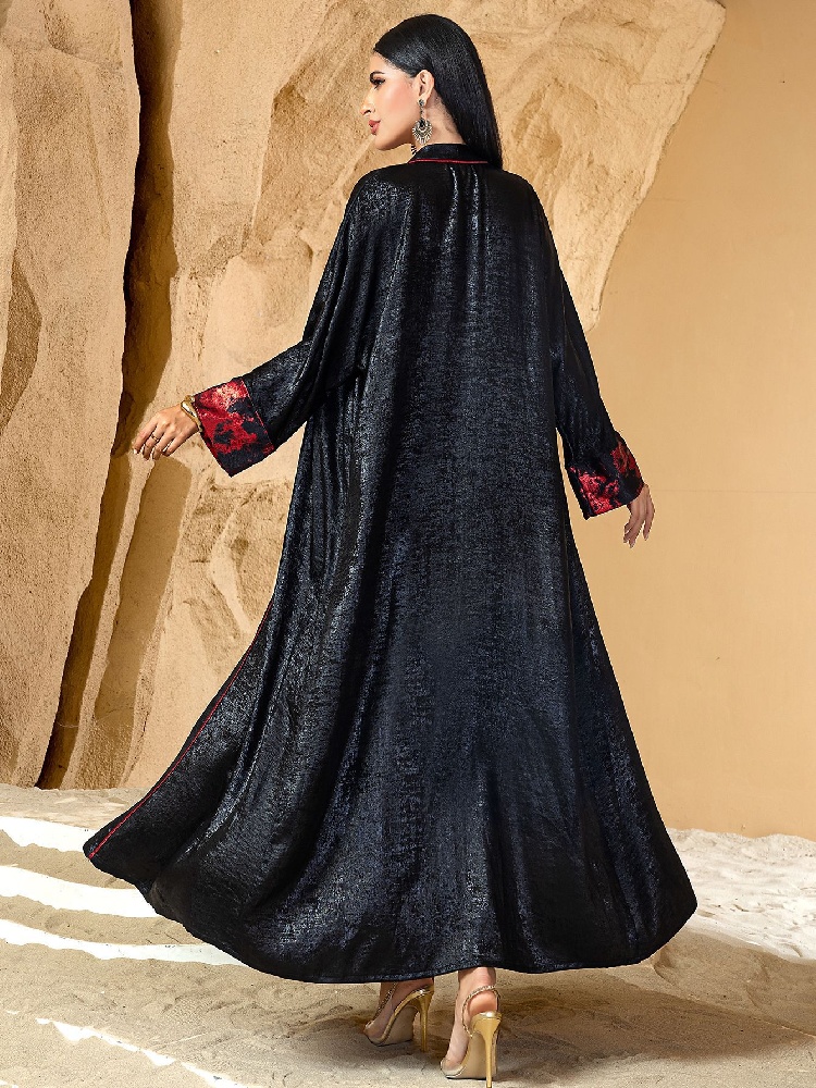 Black Red Open Kimono Abaya Da - Embroidery Kebaya review and price