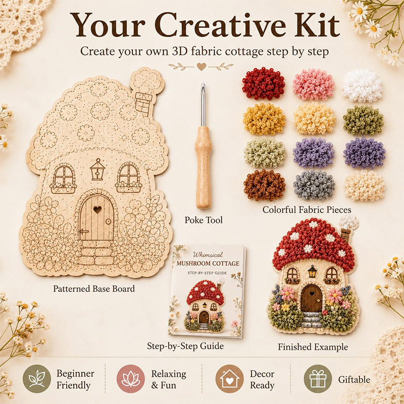 3D Mushroom House Poke Art DIY - Embroidery Needle review and price