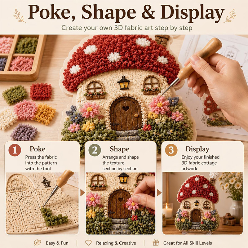 3D Mushroom House Poke Art DIY - Embroidery Needle review and price