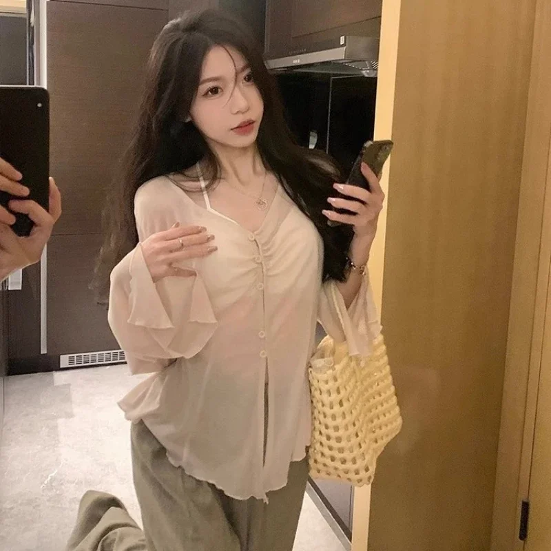 Sheer Flare Sleeve Blouse - Y2 - Embroidery Blouse review and price