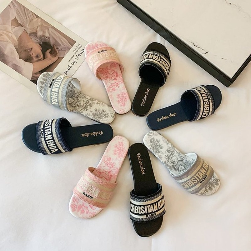 Women's Fashion Flat Slippers  - Embroidery Font review and price