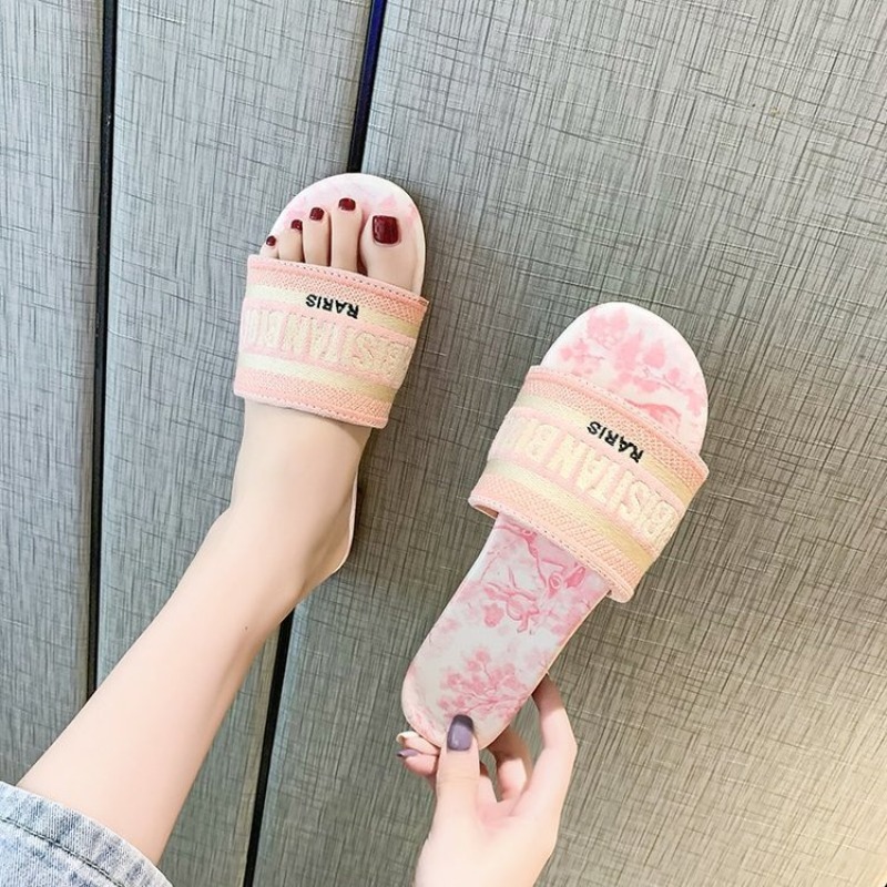 Women's Fashion Flat Slippers  - Embroidery Font review and price