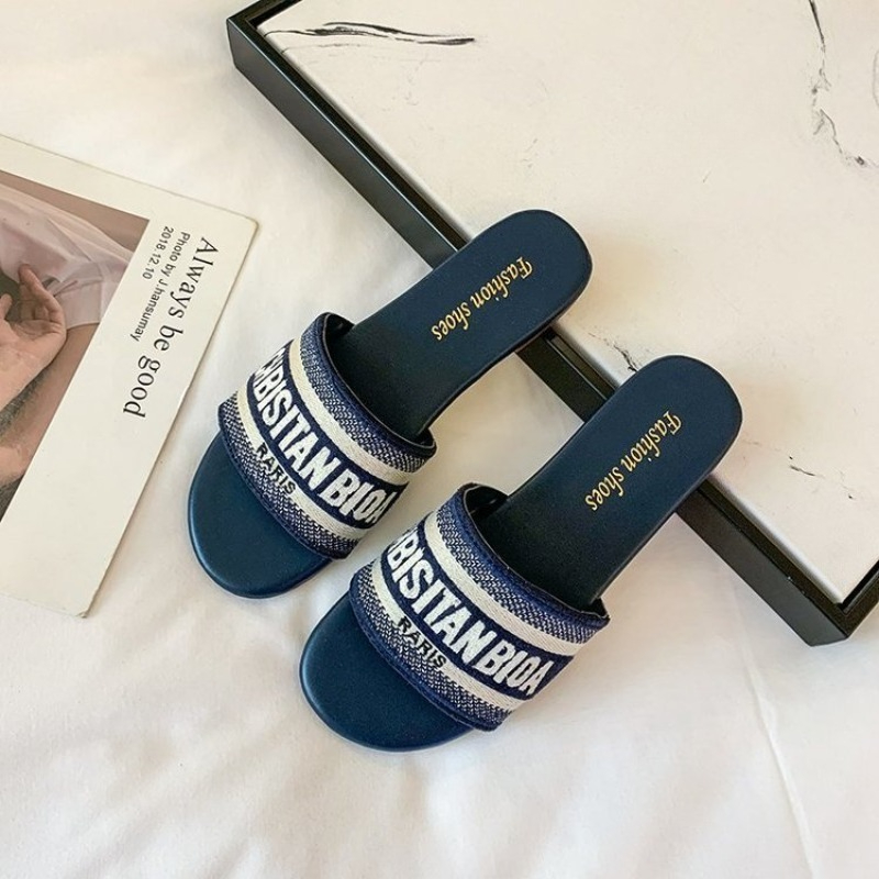 Women's Fashion Flat Slippers  - Embroidery Font review and price