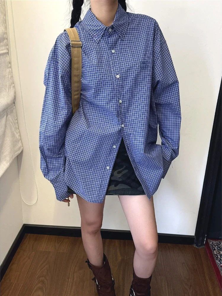 Vintage Blue Plaid Shirts for  - Embroidery Font review and price