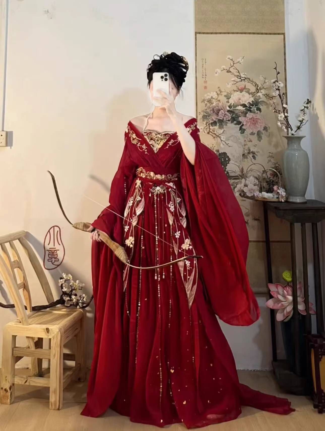 2025 hot Guofeng Goddess Of Fl - Embroidery Red review and price