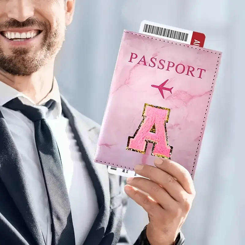 Pink PU Leather Passport Holde - Embroidery Font review and price