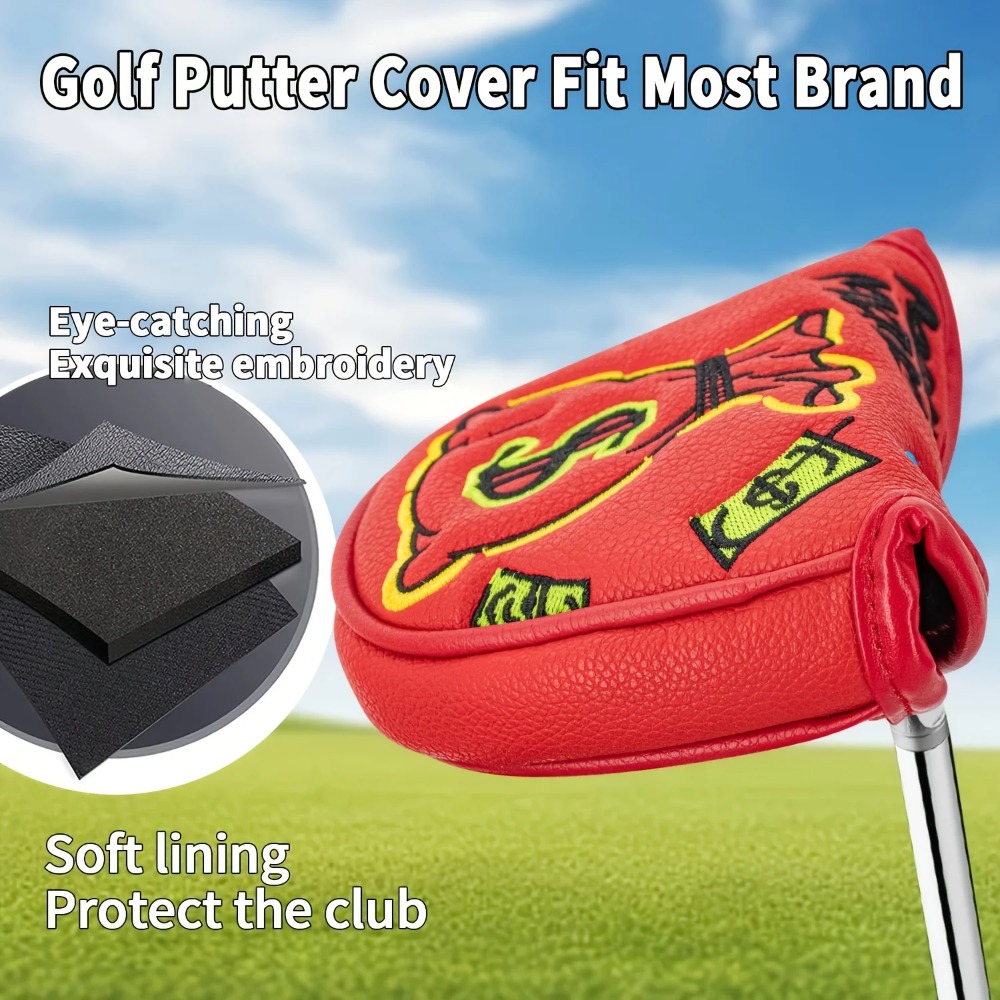 Golf Putter Cover | Half Round - Embroidery Red review and price