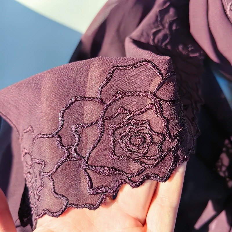 Purple Chiffon Hijab Shawls Wo - Embroidery Hijab review and price