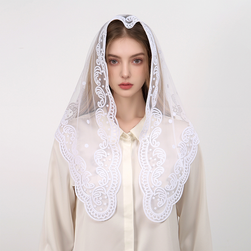 1Pc Women's Elegant Solid Colo - Embroidery Hijab review and price