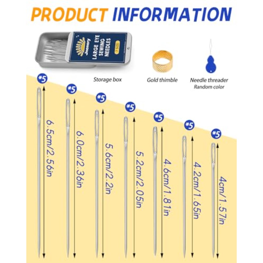 Large Eye Sewing Needles, 7 Si - Embroidery Needle review and price