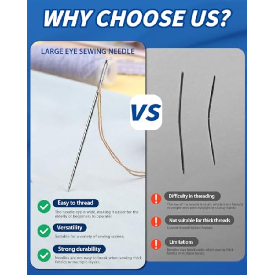 Large Eye Sewing Needles, 7 Si - Embroidery Needle review and price